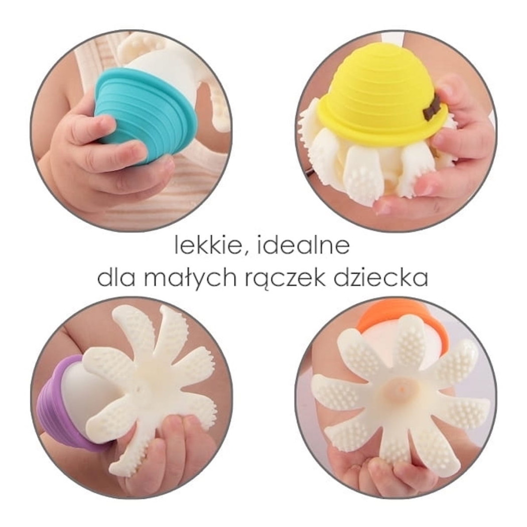 Szara Ośmiornica - Gryzak Zabawka - Grey - Mombella