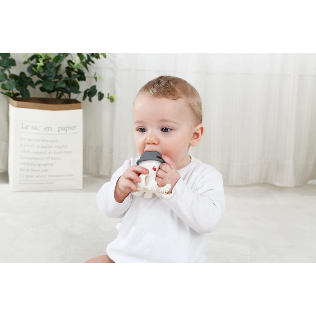 Szara Ośmiornica - Gryzak Zabawka - Grey - Mombella