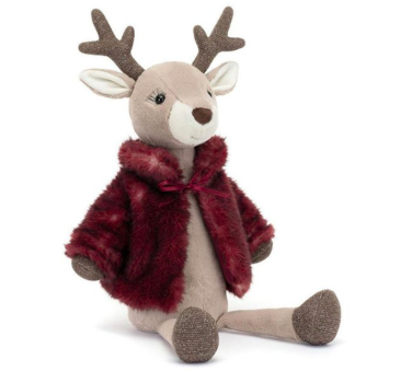 WYPRZEDAŻ Renifer Vivien w Bordowym Płaszczu 46 cm - Maskotka Przytulanka - Jellycat