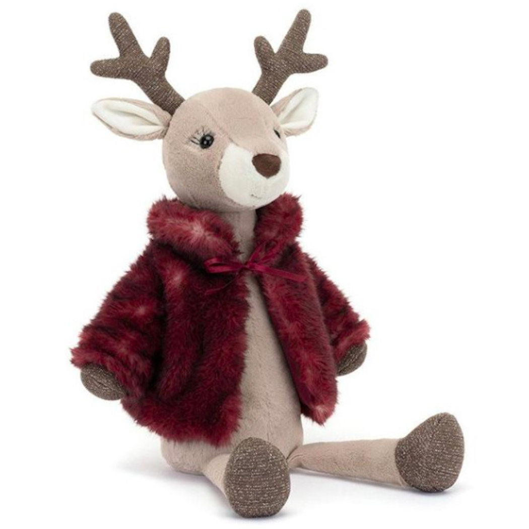 WYPRZEDAŻ Renifer Vivien w Bordowym Płaszczu 46 cm - Maskotka Przytulanka - Jellycat
