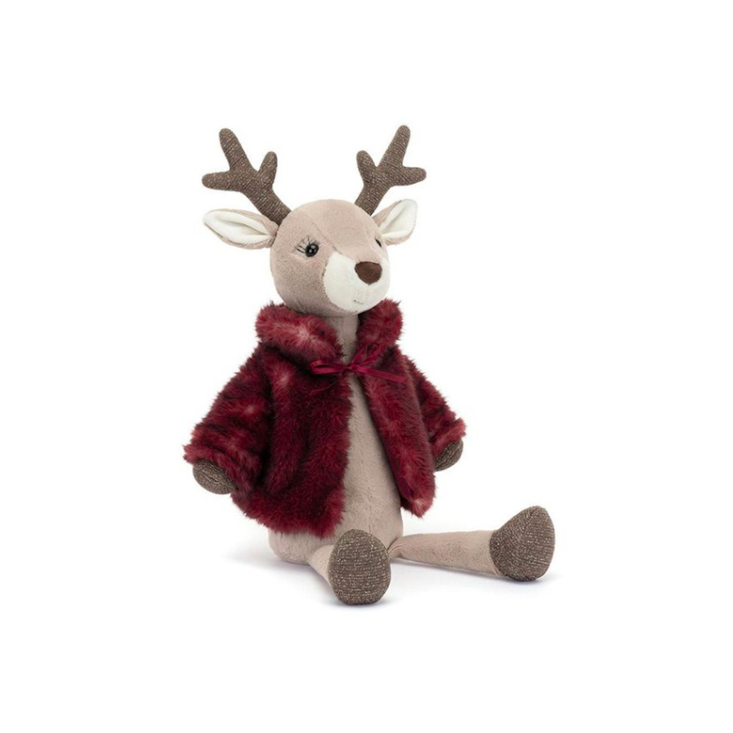 Renifer Vivien w Bordowym Płaszczu 46 cm - Maskotka Przytulanka - Jellycat