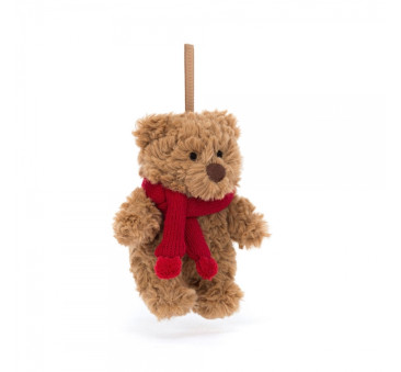Miś Bartłomiej w Czerwonym Szaliku - Pluszowa Maskotka Zawieszka Bombka 12 cm - JellyCat