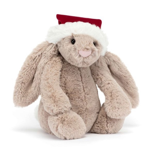 Beżowy Królik w Czapce Mikołaja 31 cm - Maskotka Przytulanka - JellyCat