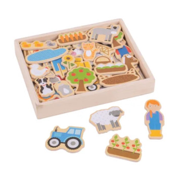 Farma - Drewniane Figurki z Magnesem - 35 elementów - BigJigs