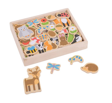 Las - Leśne Zwierzęta - Drewniane Figurki z Magnesem - 35 elementów - BigJigs