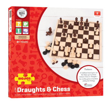 Szachy i Warcaby - Drewniane - Zestaw Dwóch Klasycznych Gier - BigJigs Toys