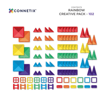 Tęczowy Zestaw Konstrukcyjny - Klocki Magnetyczne - Rainbow Creative Pack - 102 Elementy - Connetix