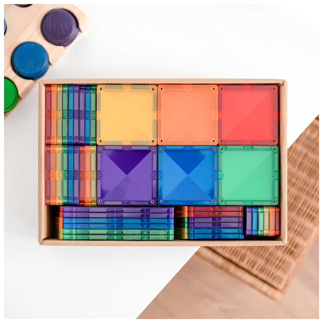 Tęczowy Zestaw Konstrukcyjny - Klocki Magnetyczne - Rainbow Creative Pack - 102 Elementy - Connetix