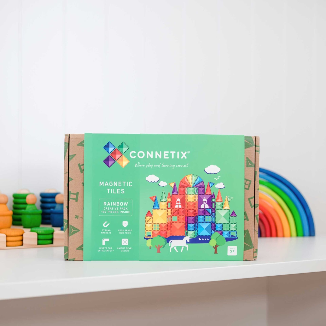 Tęczowy Zestaw Konstrukcyjny - Klocki Magnetyczne - Rainbow Creative Pack - 102 Elementy - Connetix