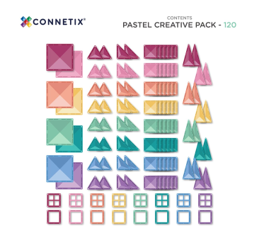 Pastelowy Zestaw Konstrukcyjny - Klocki Magnetyczne - Pastel Creative Pack - 120 Elementów - Connetix