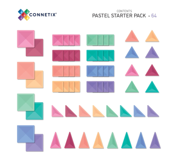 Pastelowy Zestaw Startowy - Klocki Magnetyczne - Pastel Starter Pack - 64 Elementy - Connetix