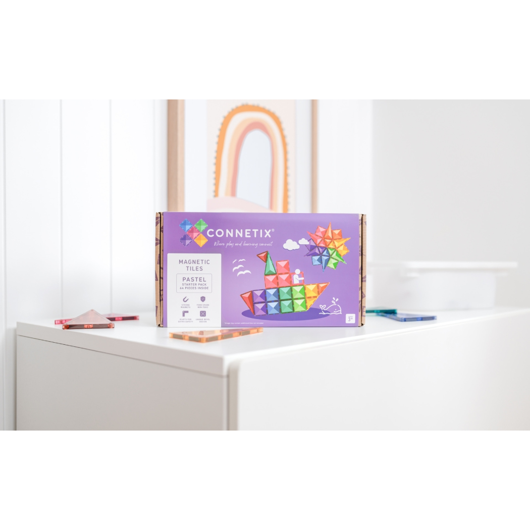 Pastelowy Zestaw Startowy - Klocki Magnetyczne - Pastel Starter Pack - 64 Elementy - Connetix