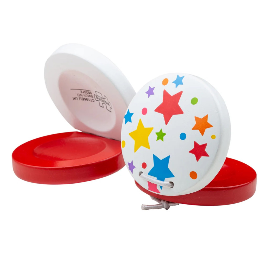 Kastaniety Drewniane w Gwiazdki - Zabawka Muzyczna - BigJigs