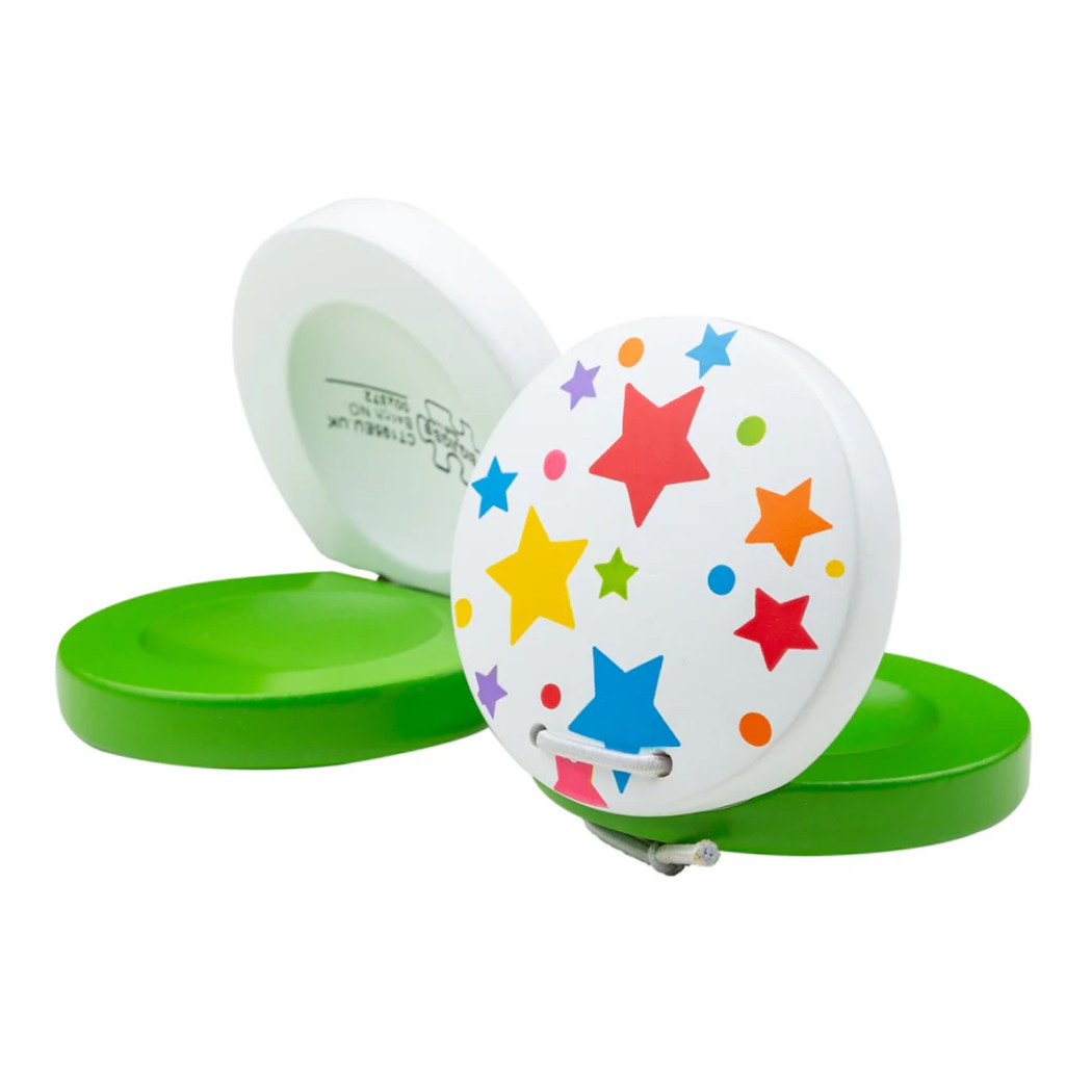 Kastaniety Drewniane w Gwiazdki - Zabawka Muzyczna - BigJigs