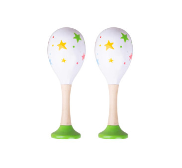 Zielone Marakasy Drewniane w Gwiazdki 2 sztuki - Muzyczna Zabawka - BigJigs Toys