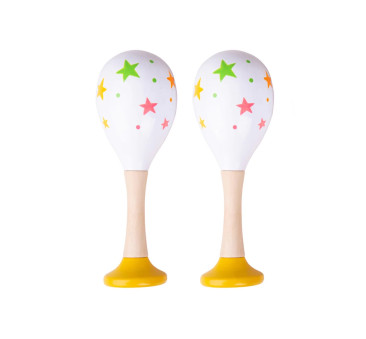 Żółte Marakasy Drewniane w Gwiazdki 2 sztuki - Muzyczna Zabawka - BigJigs Toys