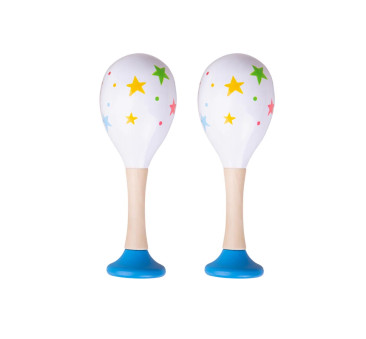 Niebieskie Marakasy Drewniane w Gwiazdki 2 sztuki - Muzyczna Zabawka - BigJigs Toys