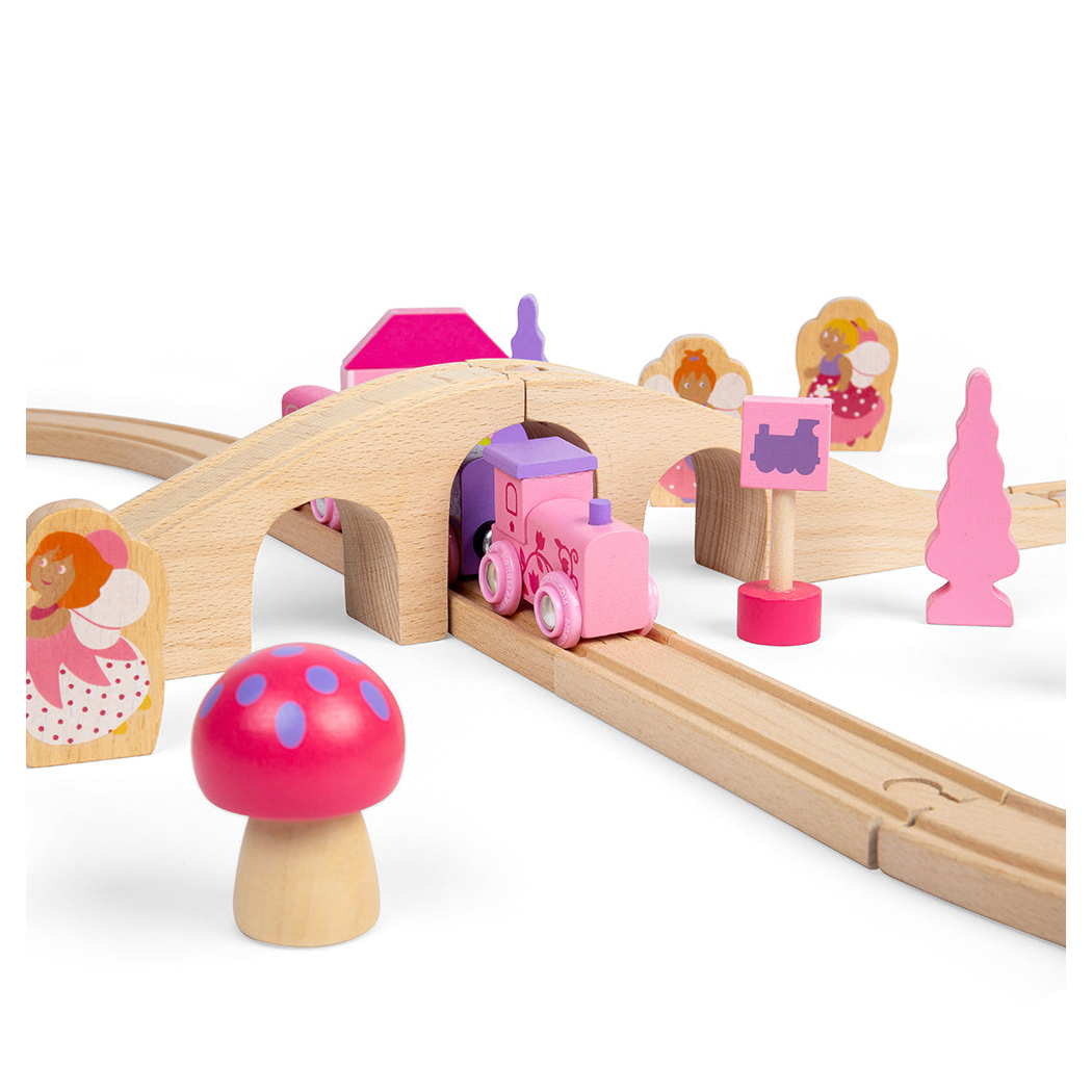 Bajeczna Kraina - Drewniana Kolejka w Odcieniach Różu - 35 Elementów - BigJigs