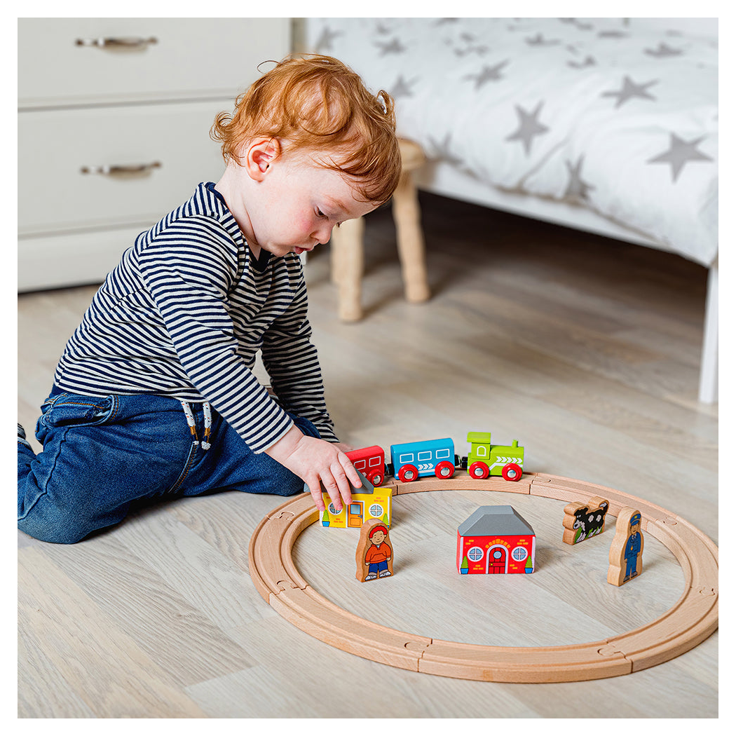 Kolejka Drewniana z Torami - z Figurkami - 20 elementów - BigJigs