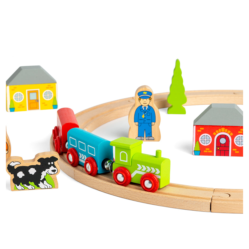 Kolejka Drewniana z Torami - z Figurkami - 20 elementów - BigJigs