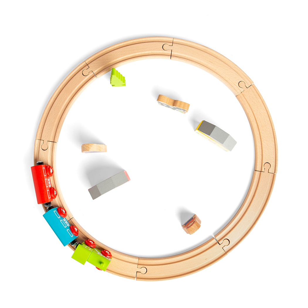 Kolejka Drewniana z Torami - z Figurkami - 20 elementów - BigJigs