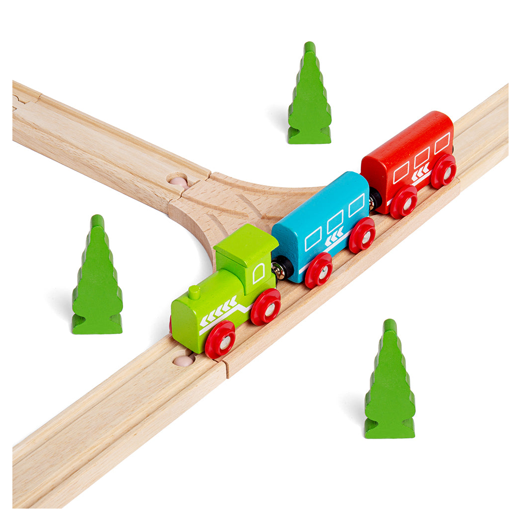 Skrzyżowanie Torów Typu T - Rozjazd - seria Drewniania Kolejka - 2 Elementy - BigJigs