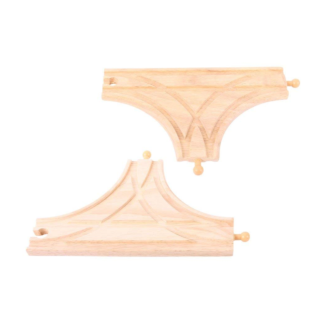 Skrzyżowanie Torów Typu T - Rozjazd - seria Drewniania Kolejka - 2 Elementy - BigJigs