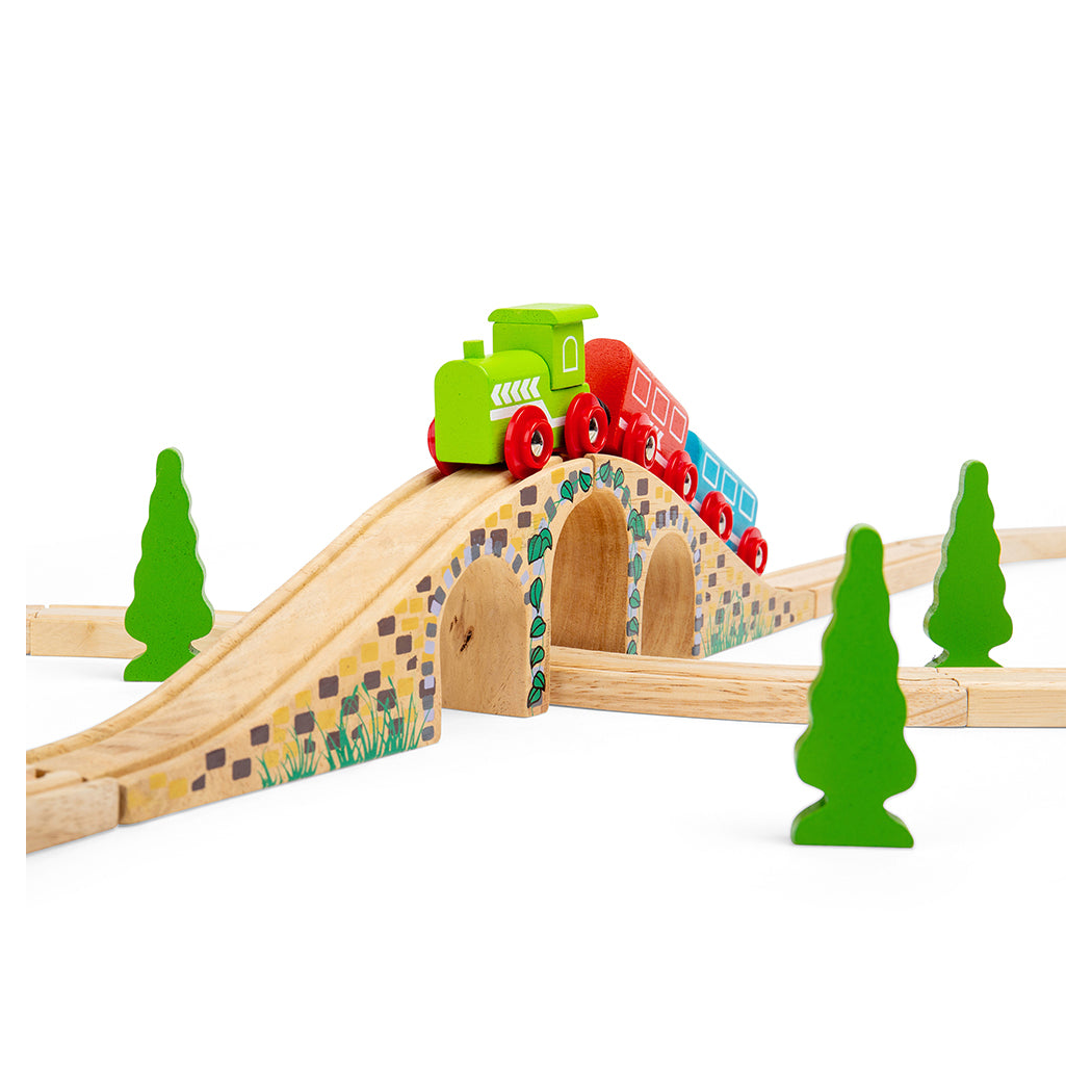 Most Łukowy z Trzema Tunelami - seria Drewniana Kolejka - 2 Elementy - BigJigs