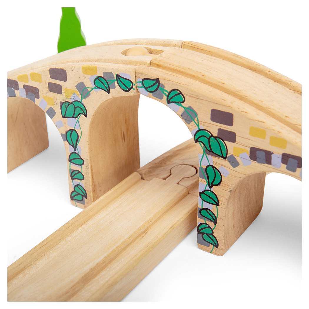 Most Łukowy z Trzema Tunelami - seria Drewniana Kolejka - 2 Elementy - BigJigs