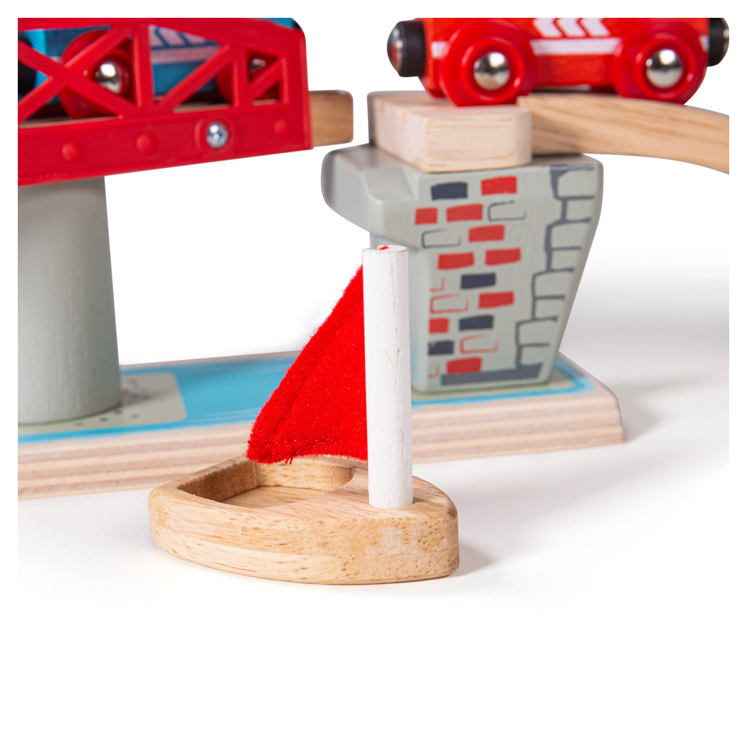 Obrotowy Most nad Rzeką z Żaglówką - seria Drewniana Kolejka - BigJigs