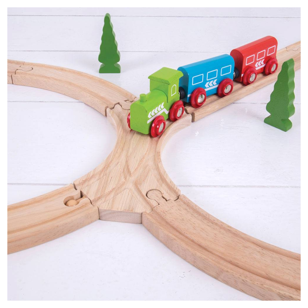 Łukowy Rozjazd Podwójny - seria Drewniana Kolejka - 2 elementy - BigJigs