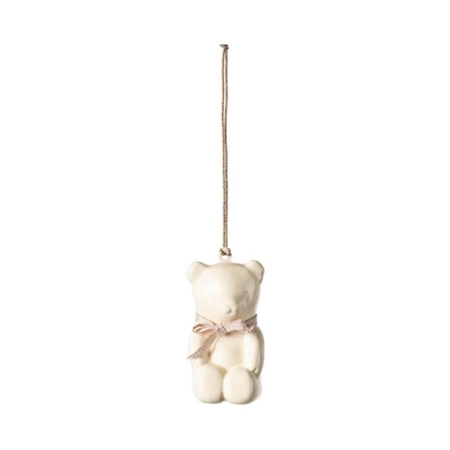 Metalowy Biały Miś z Różową Wstążką - Dekoracja Bożonarodzeniowa - Metal Ornament Teddybear Off White/Rose - Maileg