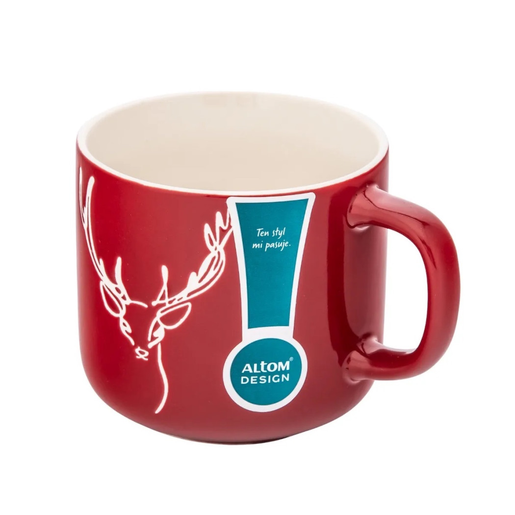 Jeleń - Czerwony Kubek Baryłka 370 ml - Zimowe Marzenia - Altom Design