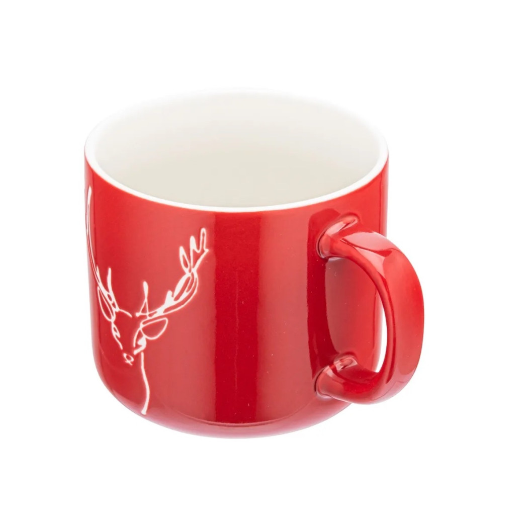 Jeleń - Czerwony Kubek Baryłka 370 ml - Zimowe Marzenia - Altom Design