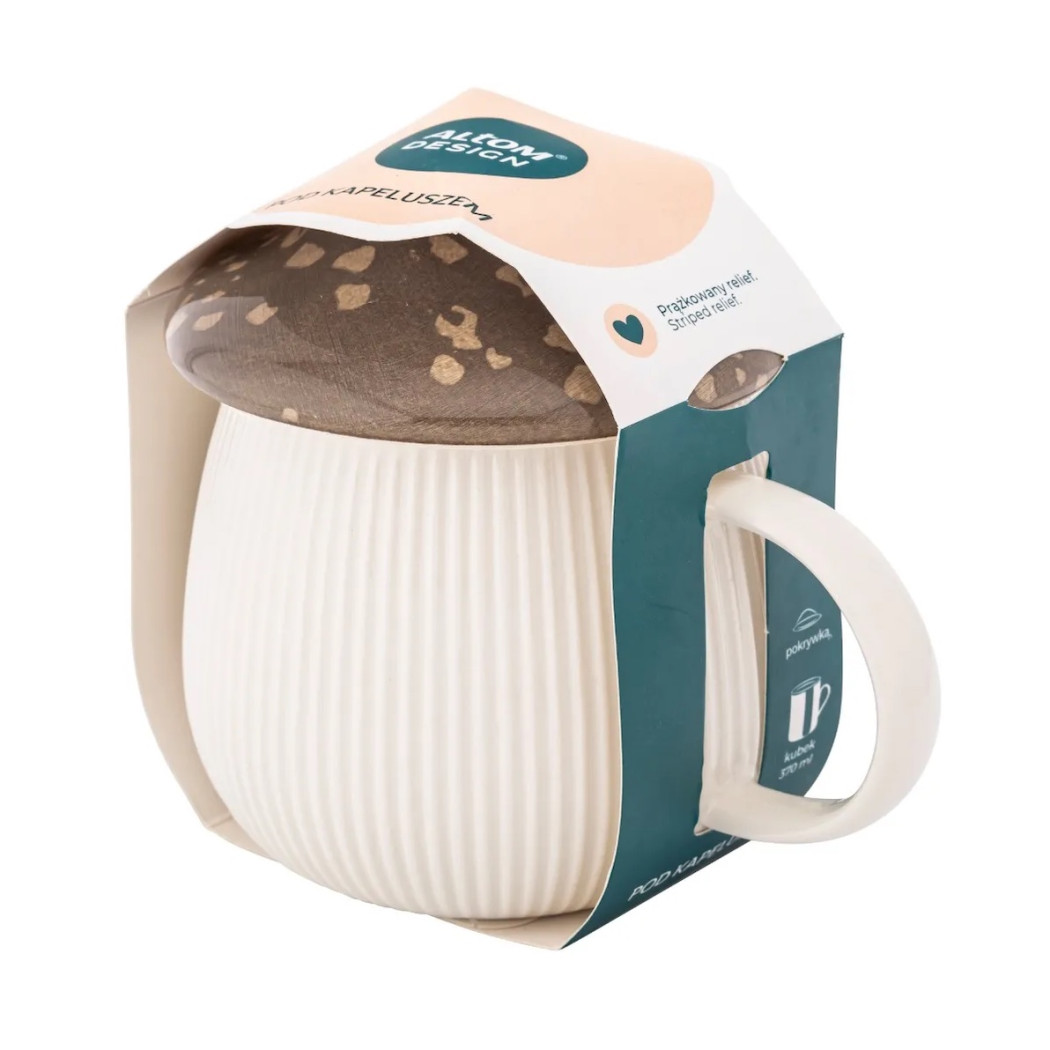 Kubek Grzybek z Ciemnofioletową Pokrywką 370 ml - Pod Kapeluszem - Altom Design