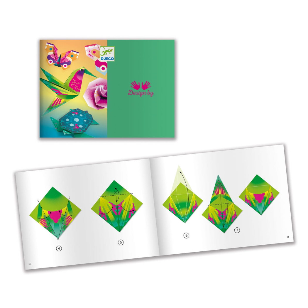 Origami Neonowe Tropiki - Zestaw do Układania Origami z Instrukcją - Zrób to Sam DIY - Djeco