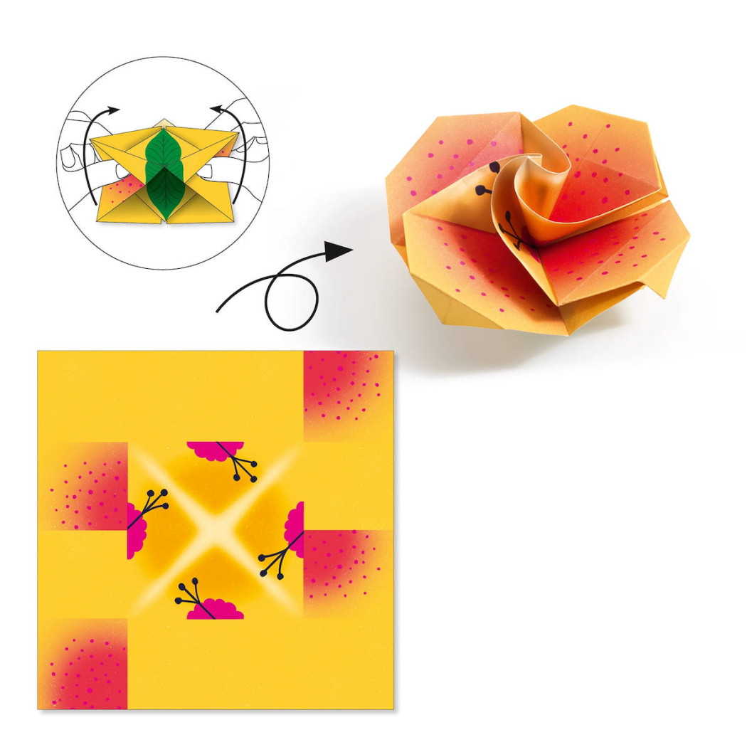 Origami Neonowe Tropiki - Zestaw do Układania Origami z Instrukcją - Zrób to Sam DIY - Djeco