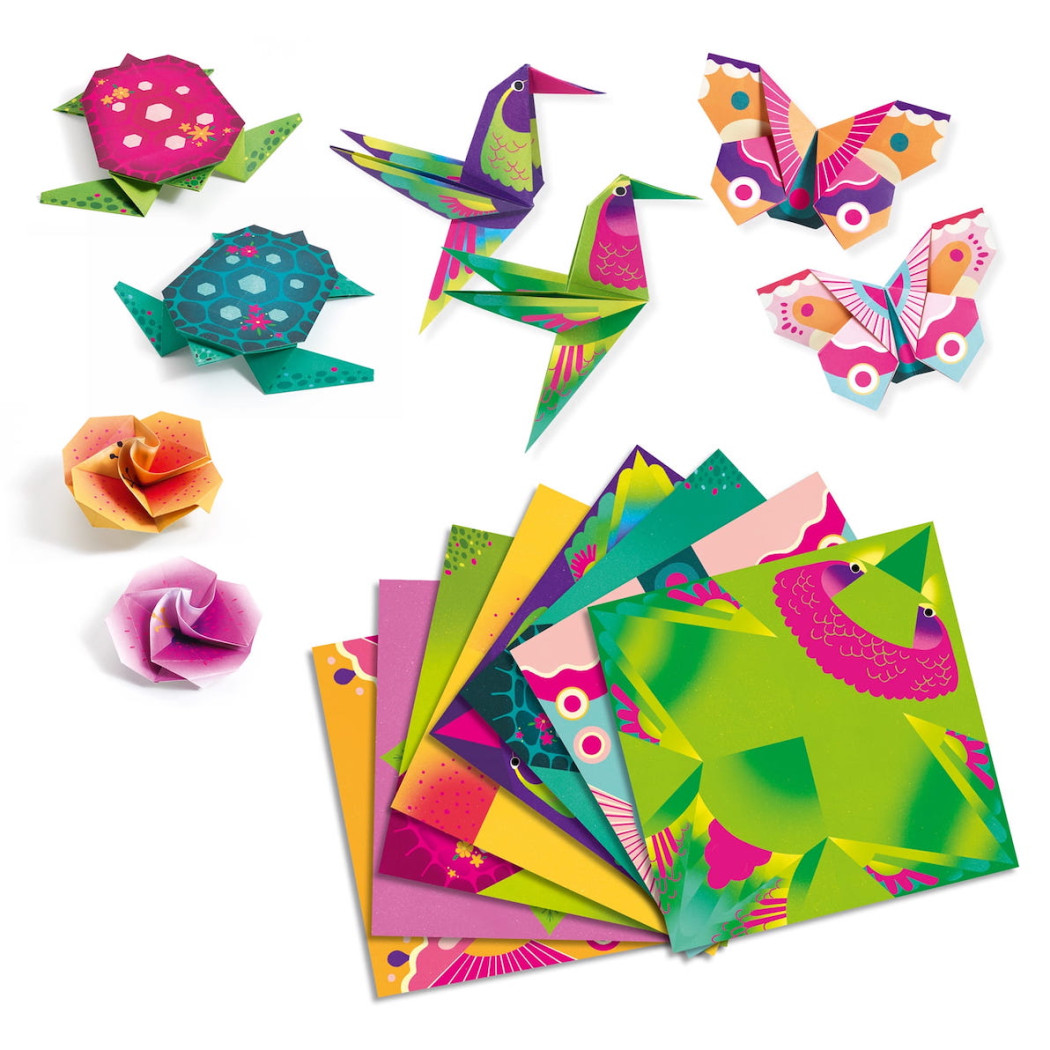 Origami Neonowe Tropiki - Zestaw do Układania Origami z Instrukcją - Zrób to Sam DIY - Djeco