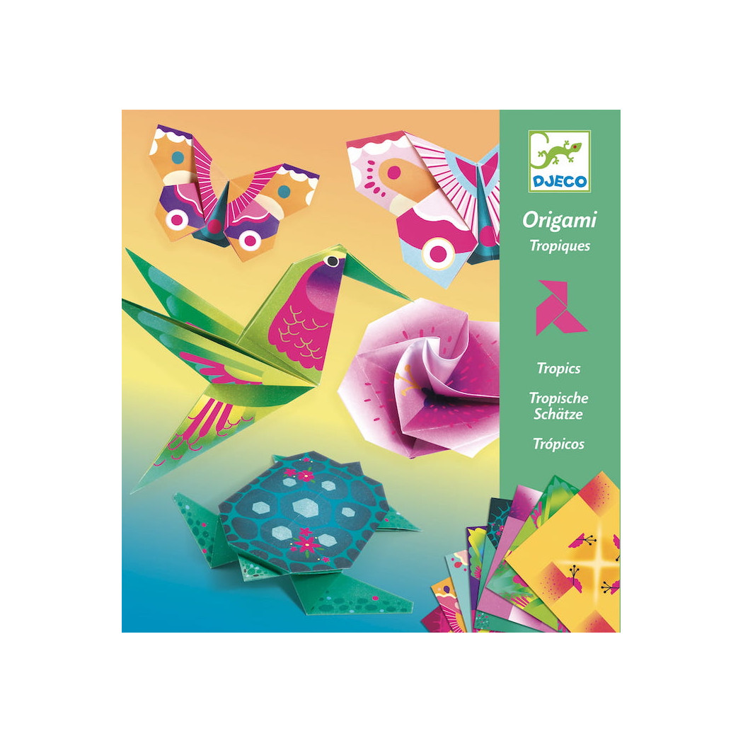 Origami Neonowe Tropiki - Zestaw do Układania Origami z Instrukcją - Zrób to Sam DIY - Djeco