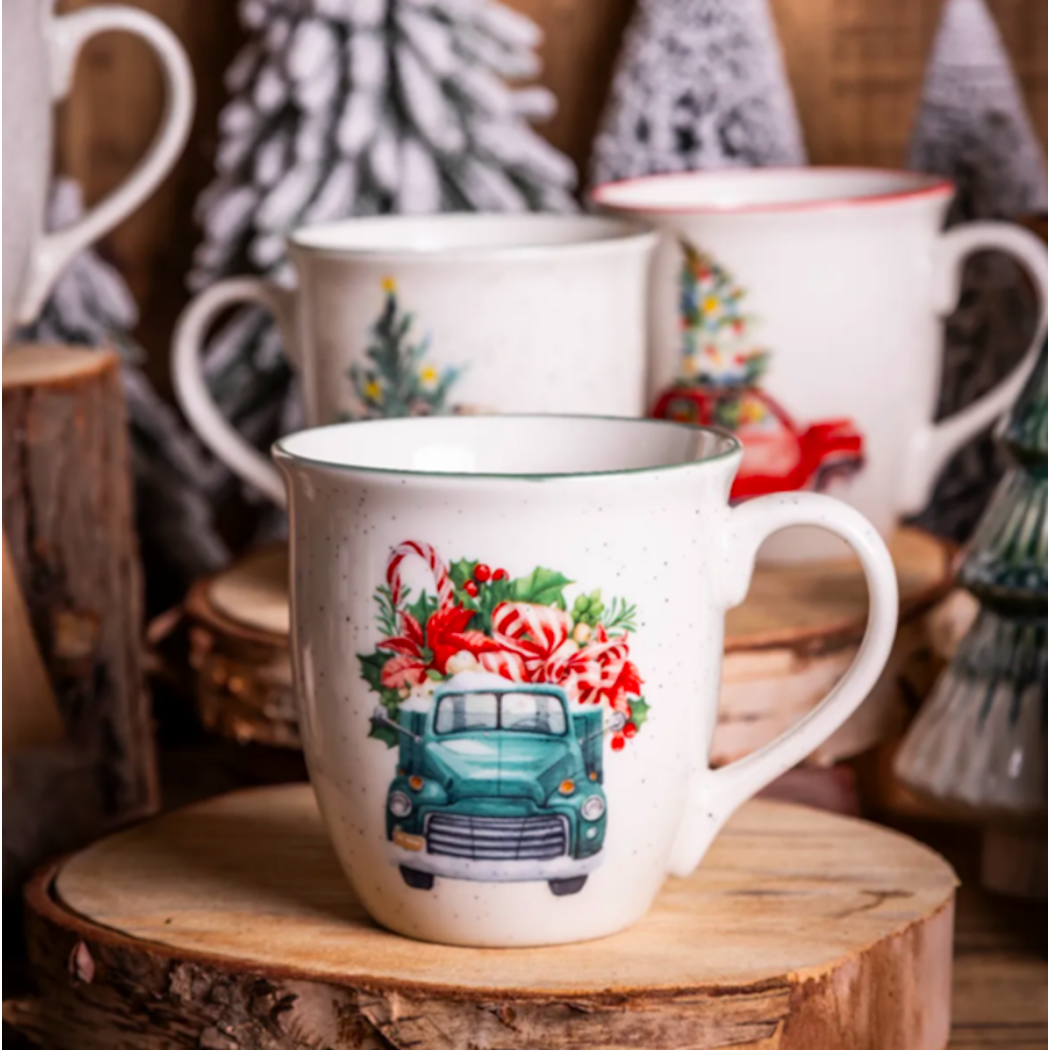 Kubek Baryłka Zielony Świąteczny Samochód 630 ml - Altom Design
