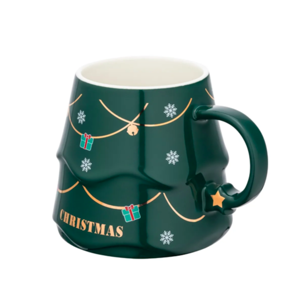 Kubek Choinka Zielona z Pokrywką i Mieszadełkiem - 500 ml - Altom Design