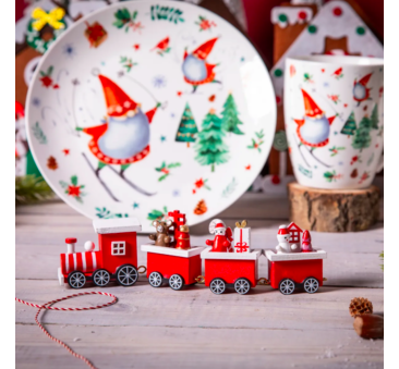 Ciuchcia Drewniana 19 cm - Figurka Świąteczna - Altom Design