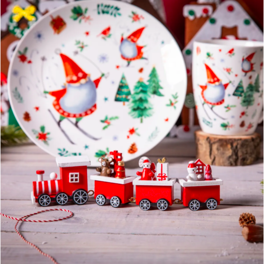 Ciuchcia Drewniana 19 cm - Figurka Świąteczna - Altom Design