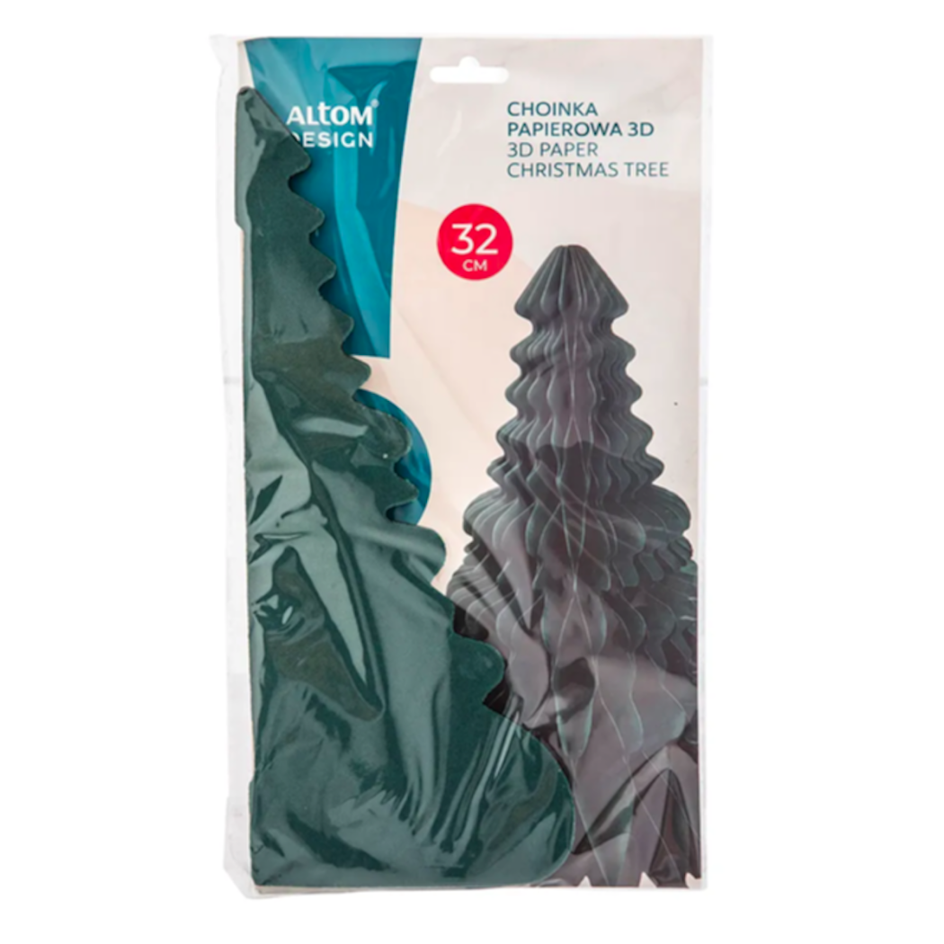Choinka Papierowa 3D - Kolor Zielony 32 cm - Altom Design