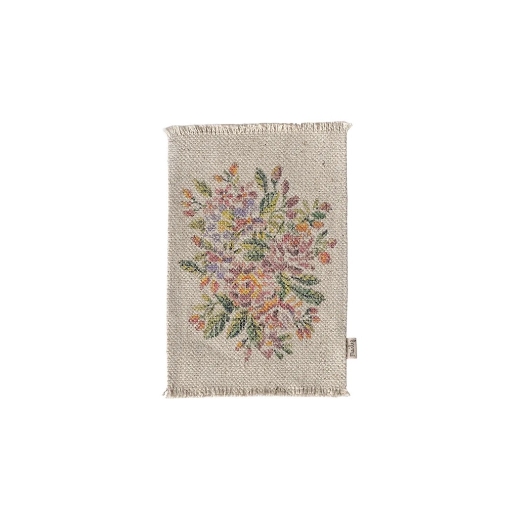 Dywanik w Kwiaty 16x10,5 cm - Rug Flowers Medium - Akcesoria Dla Lalek - Maileg