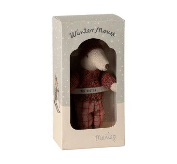 Zimowa Myszka z Zestawem Narciarskim - Starsza Siostra - Winter Mouse Big Sister - Rose - Maileg