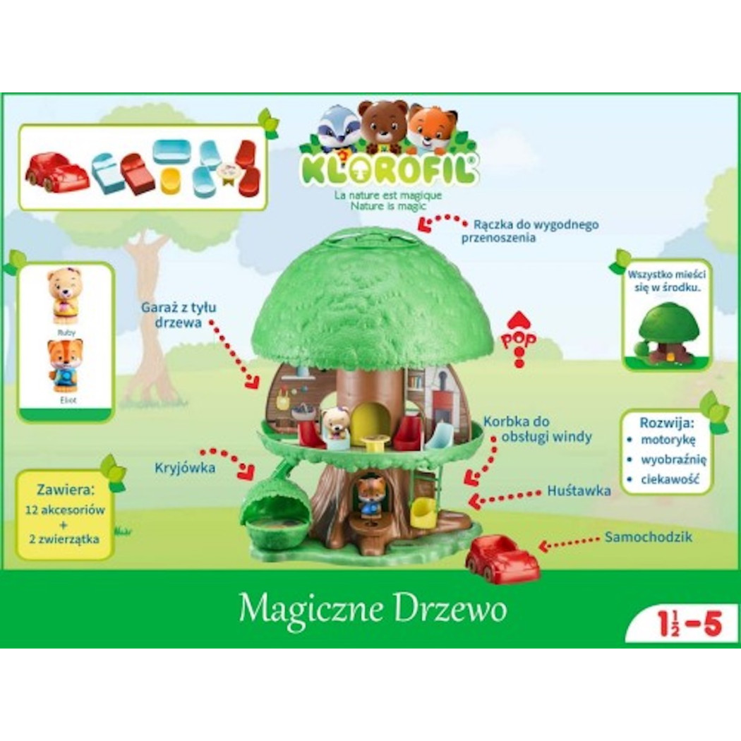 Magiczne Drzewo - Przenośny Domek Leśnych Zwierzątek z Figurkami - Klorofil