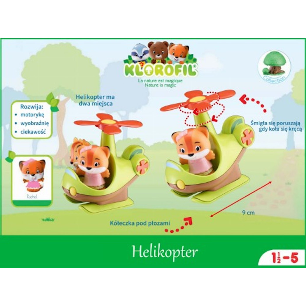 Helikopter - Pojazd z Ruchomym Śmigłem oraz Figurką - Klorofil