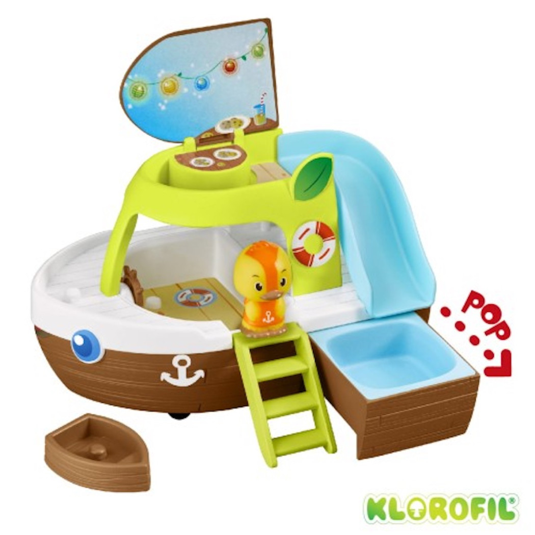 Statek Wycieczkowy - Łódź na Kółkach ze Zjeżdżalnią oraz Figurką - Klorofil