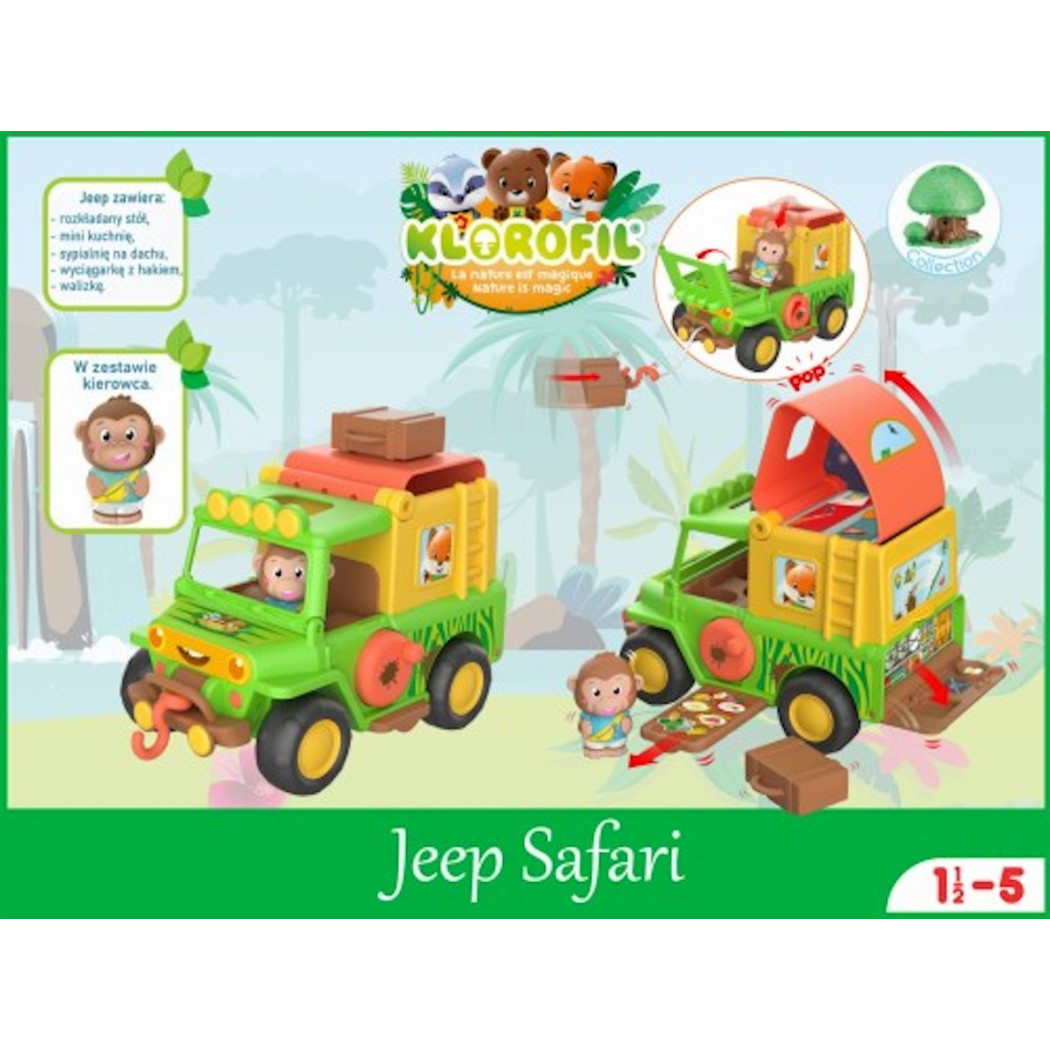 Jeep - Samochód Terenowy z Wyciągarką - Kamper z Figurką - Klorofil